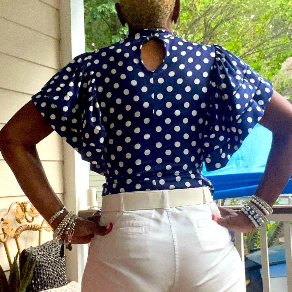 Ruffle sleeve polka dot top blouse shirt